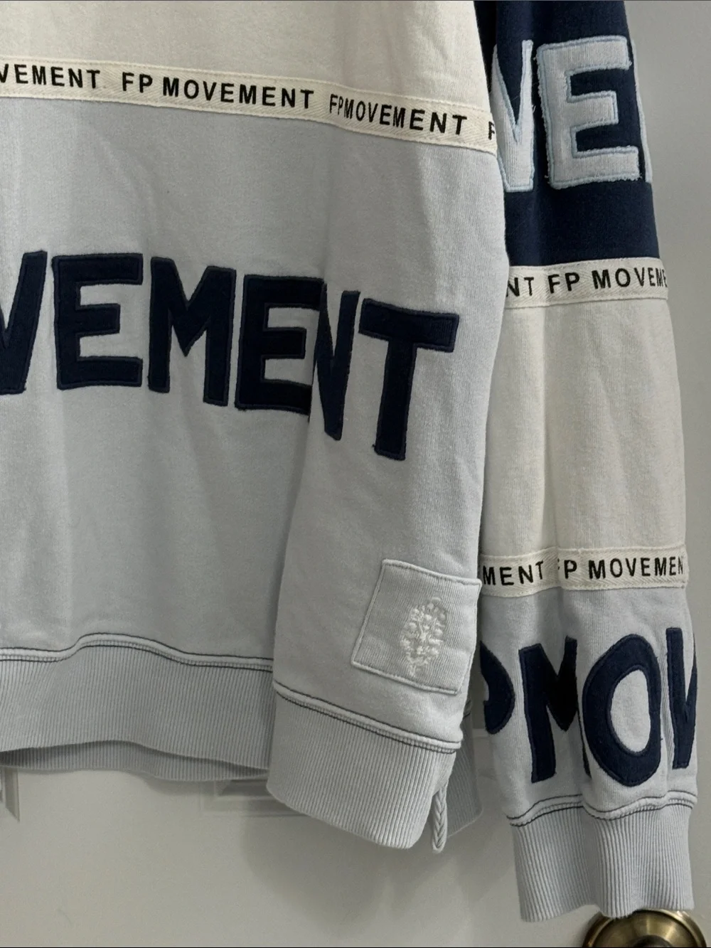 Free People FP Movement Navy and White Block Crewneck